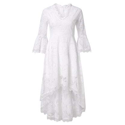 Lace white dress Summer Beach Dress Flare Fancy Dress