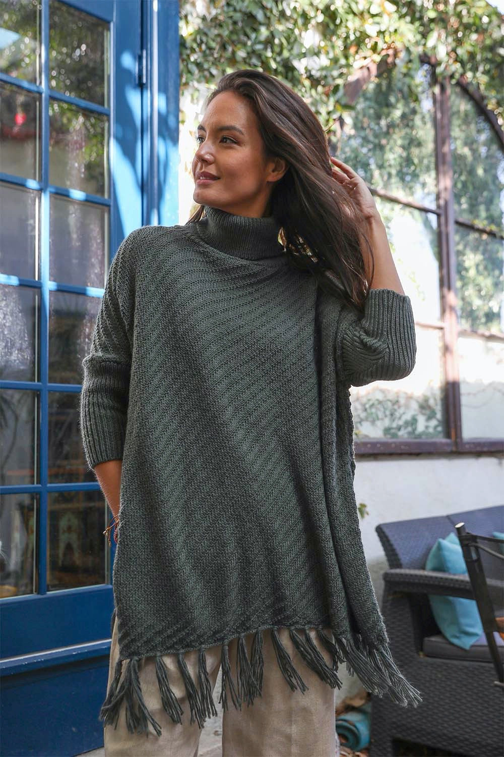 Sweater Weather Roll-Neck Poncho