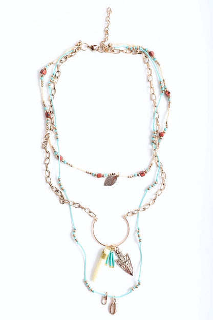 Tusk Horn & Arrow Layered Necklace