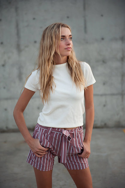 Paper bag shorts in Red Earth