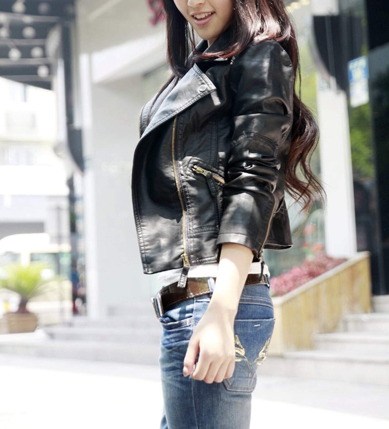 Cropped Vegan Leather Jacket